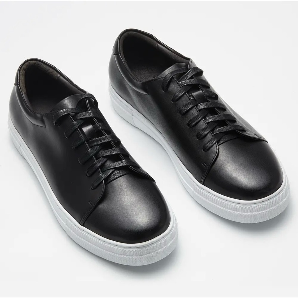 Men's Leather Low-Top Sneakers in Brown and Black